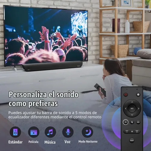Vista 5 de OXS Barra de sonido S5 para TV con HDMI eARC, subwoofer incorporado Dolby Atmos 3.1.2, altavoz central, conexión Bluetooth y multicable, 5