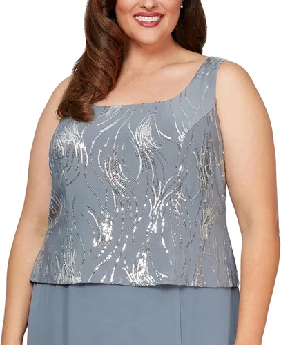 Vista 6 de Alex Evenings Vestido tipo chaqueta con botones frontales y longitud del té para mujer