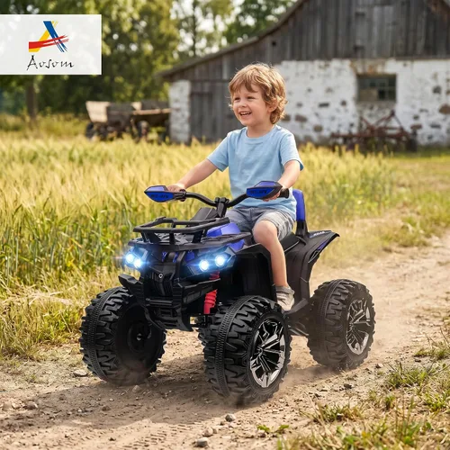 Vista 2 de Aosom 12V 10AH Ride on ATV with Dual Motors, 5 MPH Max Speed, Blue