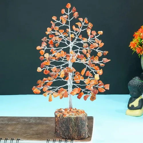 Vista 8 de Crocon® Bonsái de árbol de cristal curativo de cornalina, decoración de escritorio para mujer, decoración de habitación y oficina, regalo