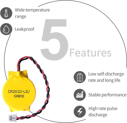 Vista 7 de EEMB Paquete de 10 baterías CMOS CR2032 de litio de 3 V con cables de cable y conector MOLEX, repuesto CMOS para computadora portátil Intel NUC