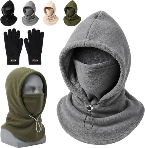 Vista 8 de Gorro de franela de una pieza con cordón Gris negro