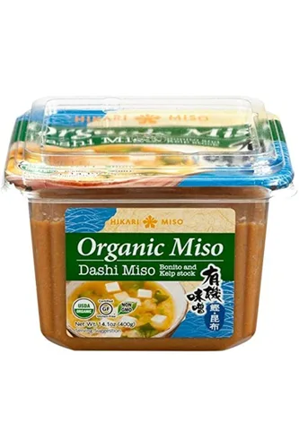 Vista 2 de Japanese Hikarii Organic White Dashi Miso Pasta Bonito y Kelp Stock Sin Gluten 14.1 oz