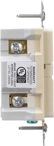 Vista 5 de Eaton GFCI - Receptáculo dúplex de autocomprobación 20A -125V con placa de pared de tamaño estándar, color marfil