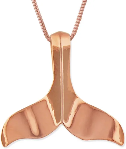 Vista 6 de Collar con colgante de cola de ballena lisa de plata esterlina con cadena