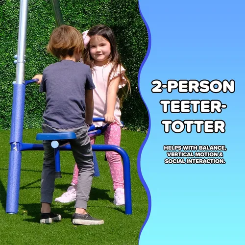 Vista 5 de Sportspower Taylor - Juego de columpio de metal galvanizado de 700 libras para niños para patio trasero y exteriores con Teeter-Totter, platillo
