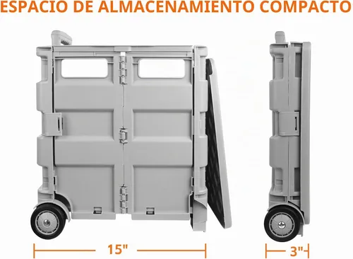 Vista 4 de MaxWorks 50876 Carrito Rodante Plegable Gris para Comestibles - Plataforma Multifuncional para Maestros con Almacenamiento Adicional, Ruedas