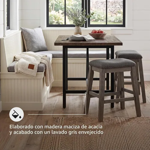 Vista 5 de Signature Design by Ashley Juego de 2 taburetes de altura de mostrador, color gris sin respaldo