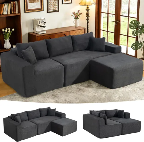 Vista 13 de Brage Living Sofá modular Cloud de 108 pulgadas, cómodo sofá modular sin hueso con asiento profundo, sofá con diván en forma de L para sala de Beige