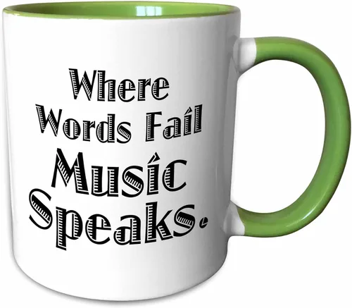 Vista 7 de 3D Rose Where Words Fail Music Speaks - Taza de cerámica de dos tonos, 11 onzas, color negro