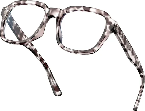 Vista 23 de VISOONE BENNETT - Gafas cuadradas de gran tamaño para computadora para ámbar (Amber Tortoise)