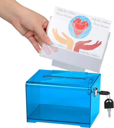 Vista 11 de Adir - Caja de sugerencias con ranura y candado, caja de donación acrílica para recaudación de fondos, caja de dibujo para rifa, caja de recaudación