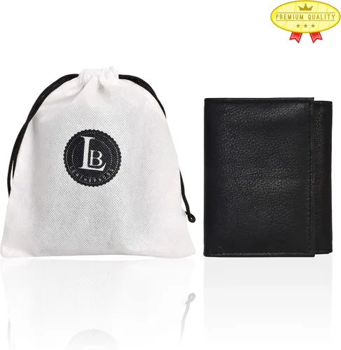 Vista 2 de Billetera de tres pliegues con solapa y bolsillo para monedas para niños, Negro, 3.3 4" x 3", Billetera plegable