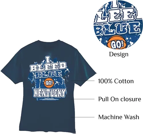 Vista 4 de Univ. De Kentucky I Bleed Blue - GO Kentucky! Camiseta, talla XL.
