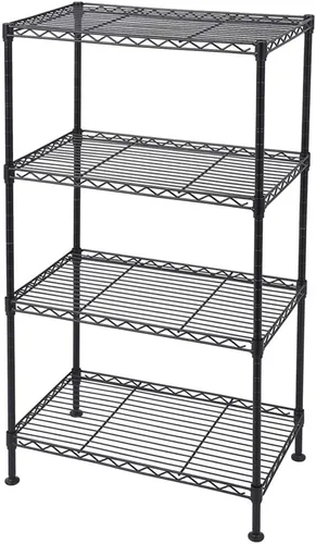 Vista 10 de Lykos Estante de almacenamiento de acero al carbono intercambiable para montaje en el suelo, estante de alambre ajustable, estante de metal, Negro