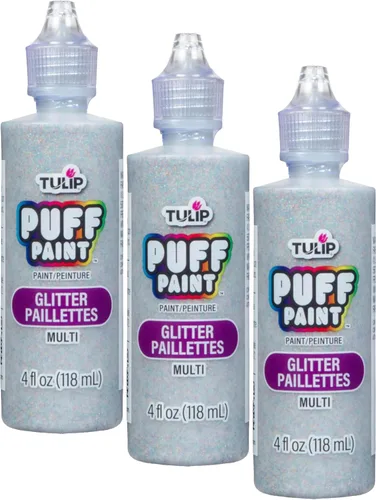 Vista 13 de Tulip pintura en relieve para tela 4 onzas Azul con purpurina