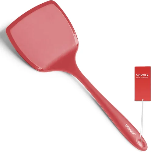 Vista 9 de Espátula volteadora de silicona para panqueques con mango alargado y diseño sin costuras, espátulas de cocina resistentes al calor para utensilios