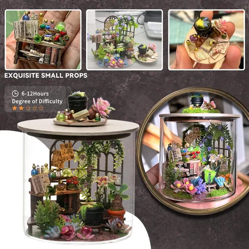 Vista 7 de Flever - Kit de casa de muñeca en miniatura para bricolaje, habitación creativa serie Botella de los Sueños, con muebles, para regalo romántico