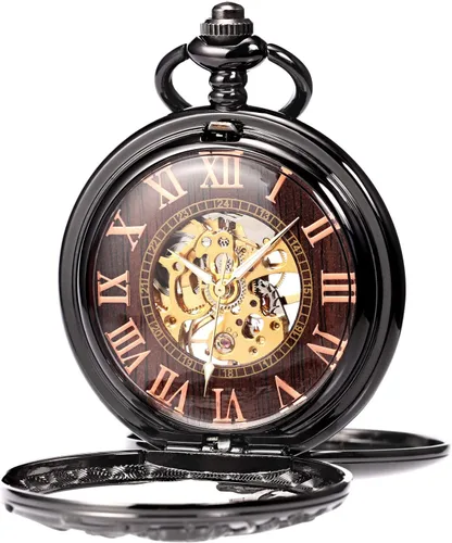 Vista 2 de Reloj de bolsillo mecánico de dragón antiguo con cadena