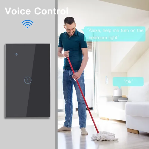 Vista 2 de BSEED - Interruptor de luz inteligente, interruptor táctil WiFi de 1 vía con control de aplicación Smart Life y función de temporización