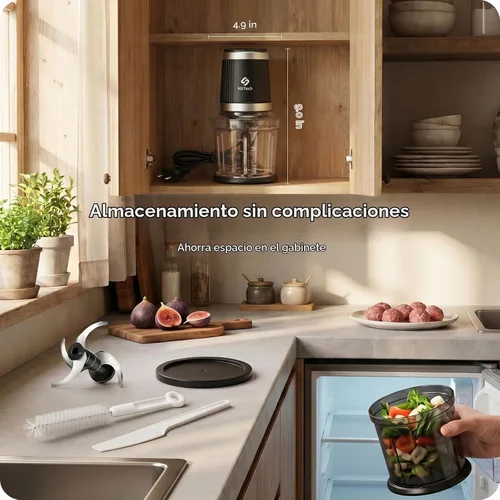 Vista 2 de Juego de procesador de alimentos de 4 tazas: picadora eléctrica de Negro