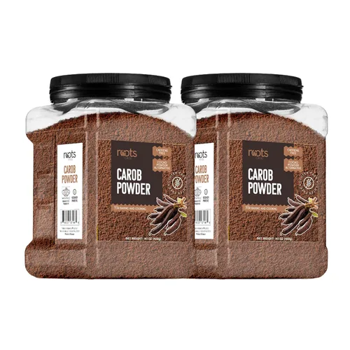 Vista 8 de Roots Circle Polvo de algarrobo premium sin azúcar Kosher a granel de 14 onzas – Alternativa al cacao en polvo Rico en fibra de cafeína sin