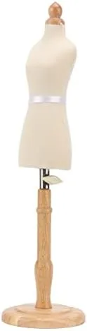 Vista 9 de Eujgoov Maniquí de vestido femenino de muñeca, forma de vestido de costura, forma de vestido femenino, forma de torso, madera de haya con base