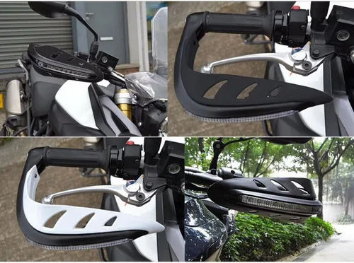 Vista 2 de Protector de manillar, 1 par de protectores universales de motocicleta para motocross, un juego de combinación de protector de manillar con luz LED