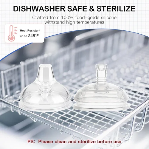 Vista 5 de Kit de conversión de vasos para biberones Comotomo, parte superior de popote suave y taza de transición con peso con asas, juego de 3 Straw