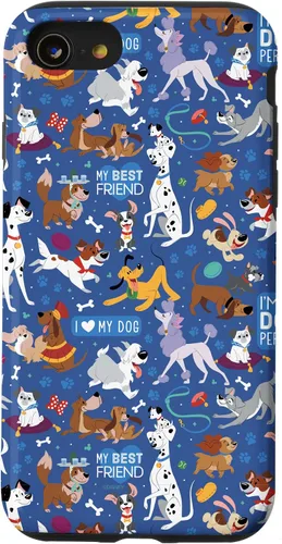 Vista 18 de Disney Funda para iPhone 17 con texto en inglés «Dogs I Love My Dog», color azul