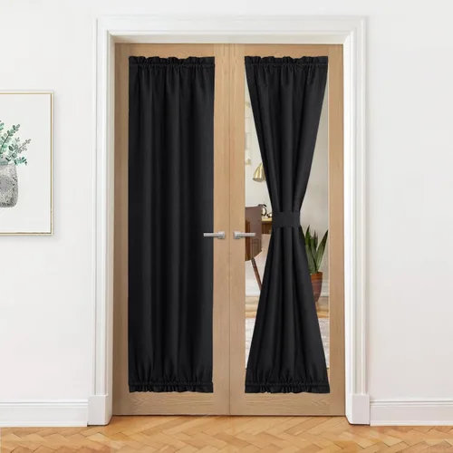 Vista 44 de NICETOWN Cortinas de Lino para Puerta Lateral - Cortinas Opacas con Aislamiento Térmico para Puerta Delantera Francesa para Sombra Pequeña