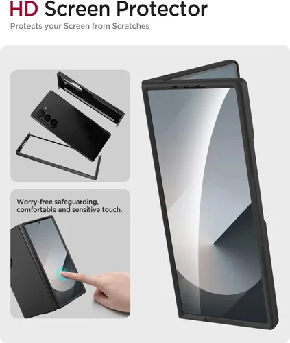 Vista 3 de Miimall Funda para Samsung Galaxy Z Fold 7 con protector de pantalla, funda delgada de grado militar para Galaxy Z Fold 7 antihuellas, a prueba