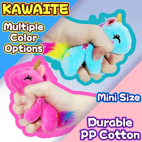 Vista 3 de Kawaite Animales de peluche de unicornio azul para niños y adultos, mini llavero de peluche, peluche de unicornios, animal de peluche suave
