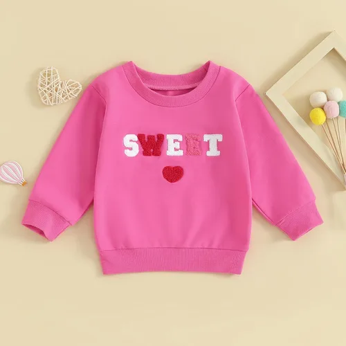 Vista 240 de Traje de San Valentín para bebé, niña, niño, traje de San Valentín, sudadera de manga larga con estampado de corazón