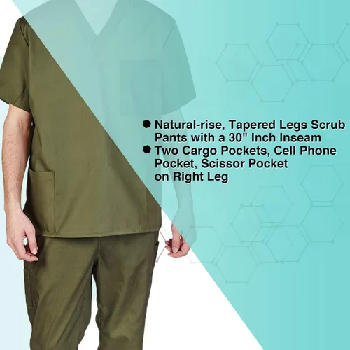 Vista 6 de Natural Uniforms Cómodo ajuste para hombre, uniforme de trabajo, 8 bolsillos