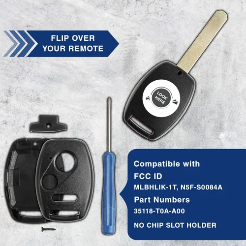 Vista 5 de KeylessOption Funda de repuesto para llavero para Honda 2002 2003 2004 2005 2006 2007 2008 2009 2010 2011 2012 2013 2014 2015 2016 2017 Honda Remote