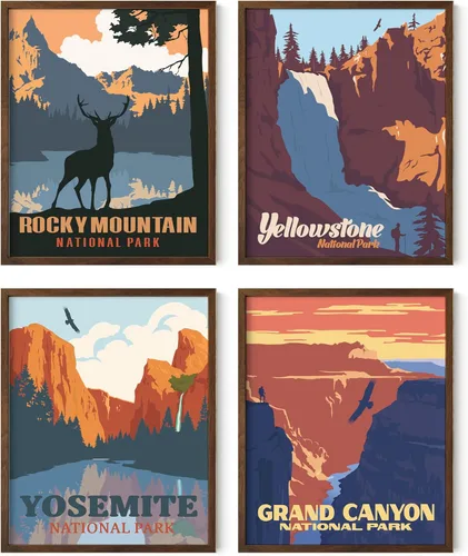 Vista 40 de HAUS AND HUES Pósteres vintage del parque nacional, juego de 6 impresiones artísticas de parques nacionales, arte de pared de naturaleza y juego