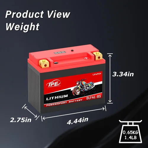 Vista 2 de TPE Batería de litio para motocicleta YTX4L-BS 12V 3Ah recargable Powersport Start Stop LiFePO para ATV y Scooter