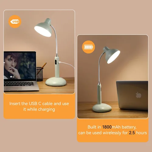Vista 7 de VAVOFO lámpara de escritorio de control táctil inalámbrico 6788-2700-7000K temperatura de color, 700LM, lámpara LED para el cuidado de los ojos