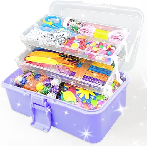 Vista 9 de VLUSSO Kit de Suministros de Artes y Manualidades de 3000 Piezas para Niñas de 8 a 12 Años con Limpiadores de Tubos, Cuentas, Manualidades