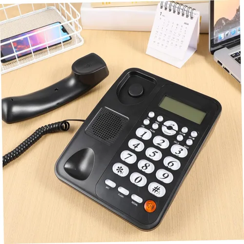 Vista 4 de Uonlytech Teléfono de oficina con cable con pantalla de identificación de llamada, estable y confiable para el hogar, funciones de rechazo y reenvío