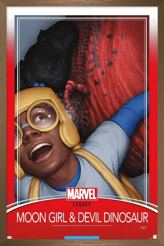 Vista 16 de Trends International Marvel Moon Girl & Devil Dinosaur - Póster de pared legado, 22.4 pulgadas de largo x 14.7 pulgadas, versión enmarcada en madera