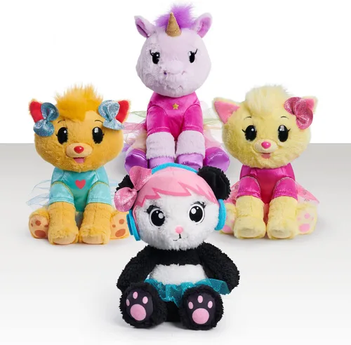 Vista 4 de Just Play EK World - Juego de peluche de 7 pulgadas, diseño de coco, falda azul y lazo rosa, juguetes para niños a partir de 3 años