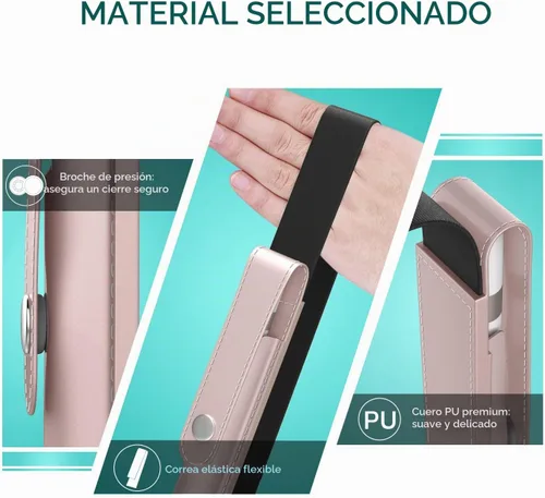Vista 4 de MoKo Soporte para lápiz para Apple Pencil Pro, Apple Pencil de 1ª/2ª generación, iPencil (USB-C), Funda de cuero PU para lápiz de iPad con hebilla