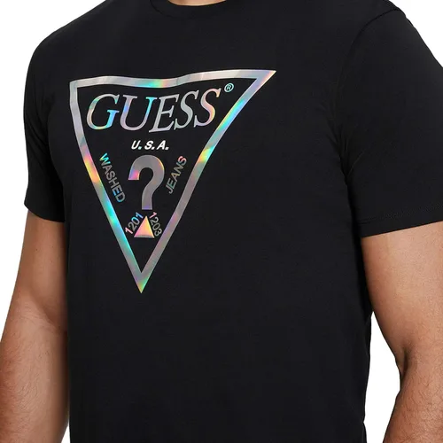 Vista 3 de GUESS Camiseta básica de aluminio iridiscente de manga corta para hombre