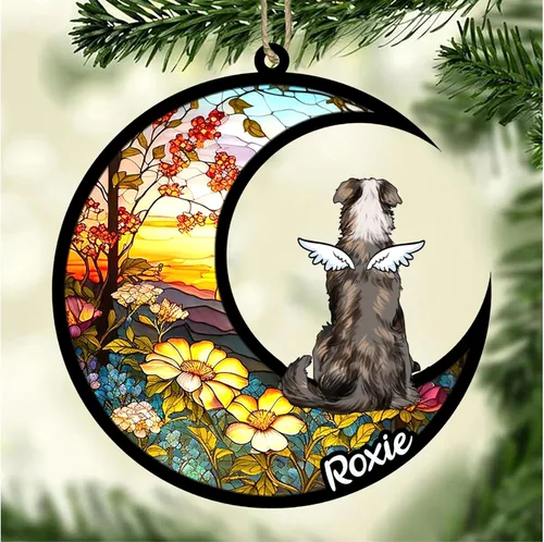Vista 537 de LOVELYPOD Adorno de Navidad personalizado para perro Basset Hound (marrón) Basset Hound (marrón) adorno para atrapasoles de perro, razas de perros