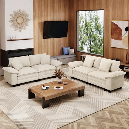 Vista 50 de Sofá Seccional Modular Individual de 53.5", Sillón de Pana Suave y Afelpada con Asiento Profundo Cómodo y Brazos Removibles para Sala de Estar