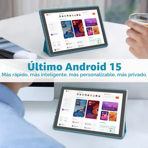 Vista 7 de Tableta de 10 pulgadas con teclado Android 15 (NO GO) Tabletas 2 en 1 Tableta 18GB RAM 128GB Soporta expansión de 2TB Tabletas incluyen estuche Azul