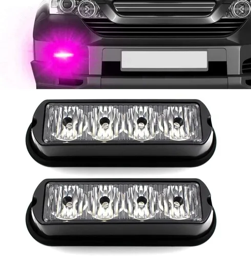 Vista 9 de FXC - 2 luces estroboscópicas intermitentes con 4 LED para montaje en superficie, para camión, automóvil, vehículo, luz de rejilla LED, baliza