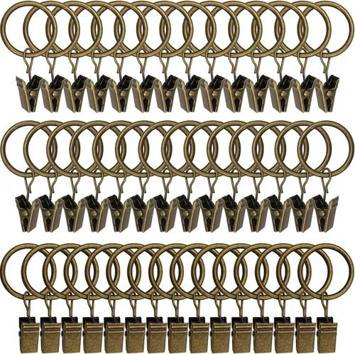 Vista 14 de WeeksEight Paquete de 44 anillos de cortina negros con clips, ganchos de cortina, ganchos de clip para colgar cortinas, lazos, sombreros, anillos